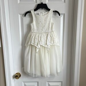 Badgley Mischka White Lace Kids Dress